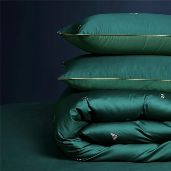 NEW Anthro Emerald Green Bee Boho Queen / King Size Bedding Duvet Sham Case Set - Picture 2 of 13